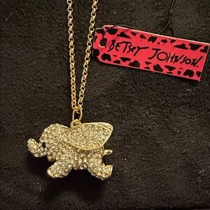 Betsy Johnson Gold Elephant Pendant Necklace